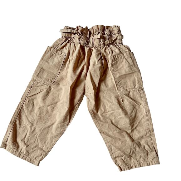 Zara wide leg paper bag waist pants tan girls size 18-24 months - Picture 1 of 3
